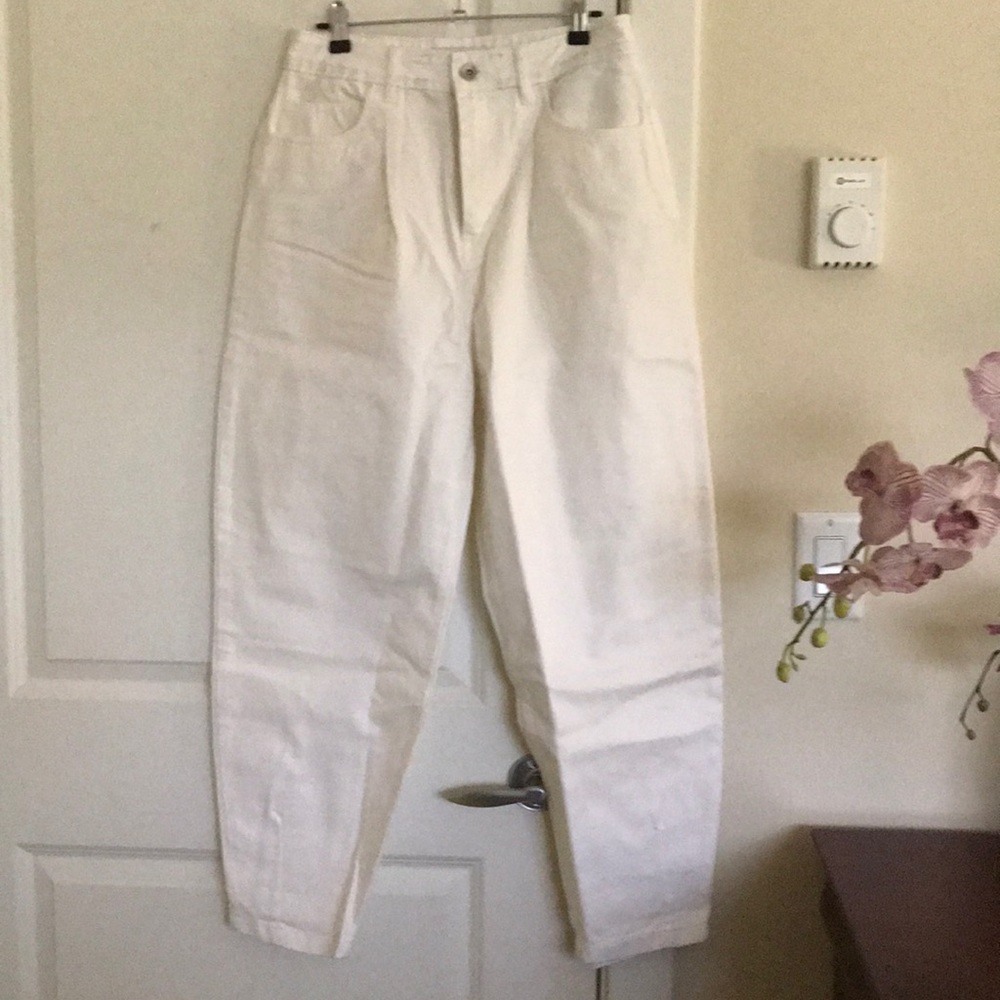 COPY - COPY - Zara white coated denim balloon jeans